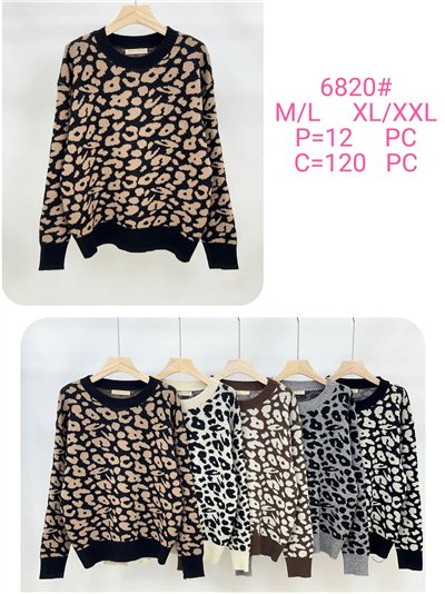 Leopard jacquard knit sweater 2