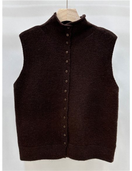 Chaleco de punto cuello perkins abotonado
