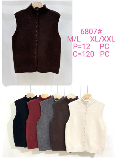 Chaleco de punto cuello perkins abotonado 2