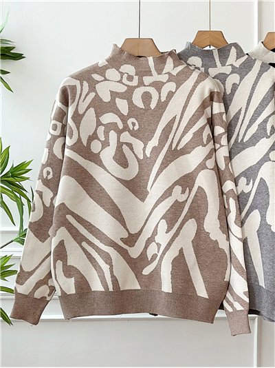 Jersey jacquard estampado cuello perkins