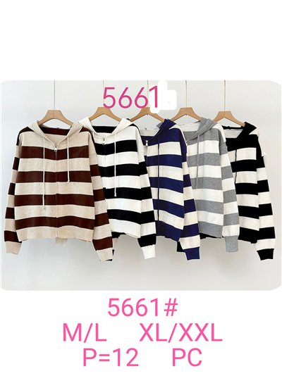 Chaqueta punto rayas con capucha 2