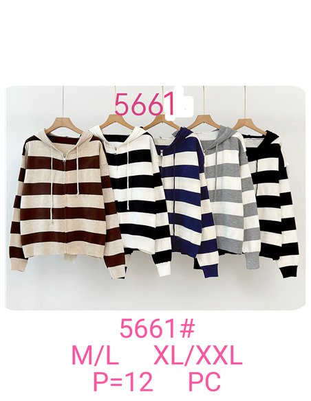 Chaqueta punto rayas con capucha