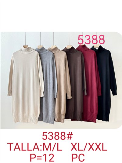 Vestido punto cuello vuelto detalle trenzado 2