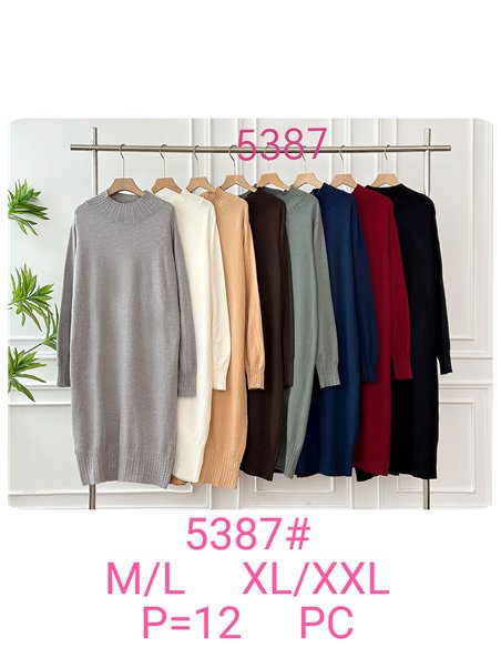 Vestido punto cuello perkins detalle trenzado