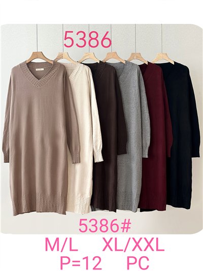 Vestido punto escote pico detalle trenzado 2