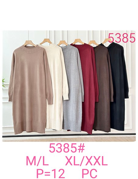 Vestido punto cuello redondo detalle trenzado