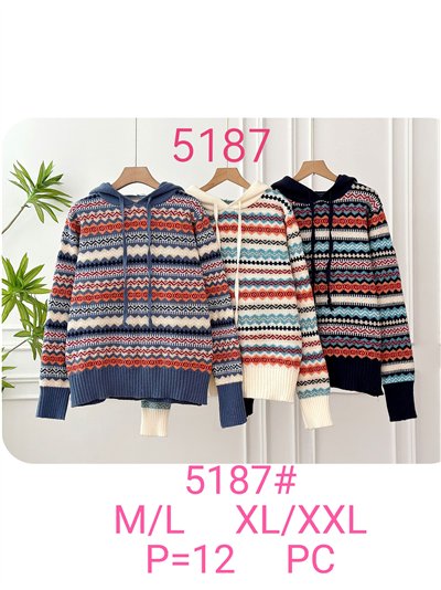 Sudadera punto jacquard nórdico con capucha 2