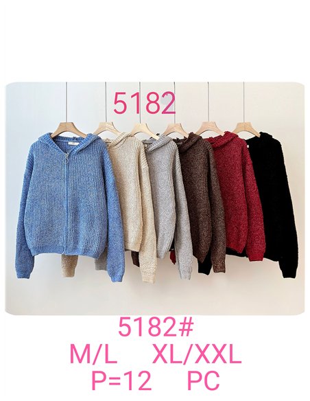 Chaqueta chenilla con capucha y cremallera