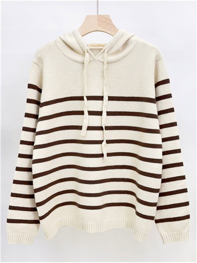 Striped knit sweatshirts with hood