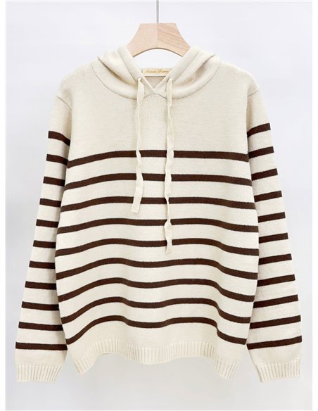 Sudadera punto rayas con capucha