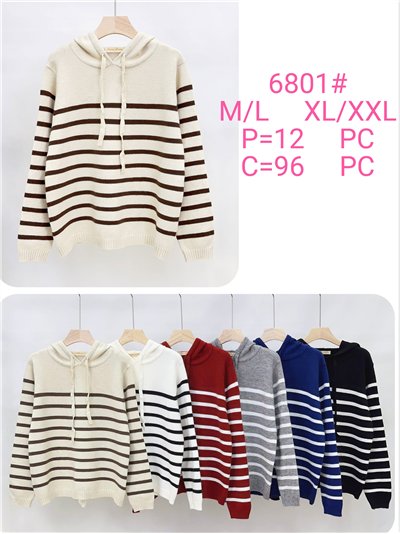 Striped knit sweatshirts with hood 2