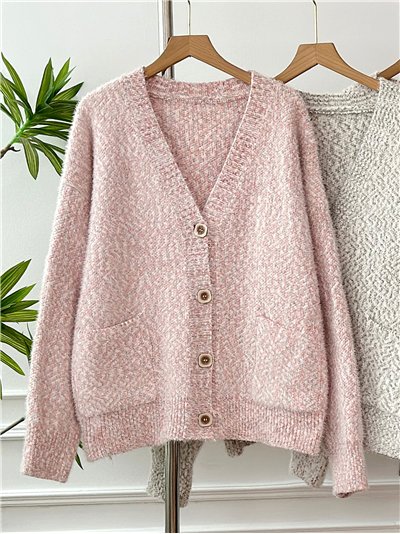 Chaqueta punto jaspeado con botones