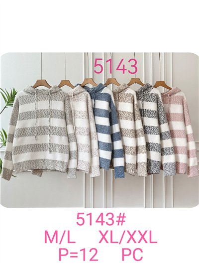 Sudadera punto rayas bouclé con capucha 2