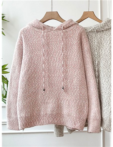 Sudadera punto jaspeado con capucha