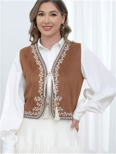 Chaleco bordado efecto ante