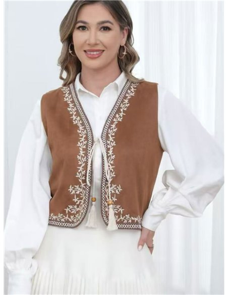 Chaleco bordado efecto ante