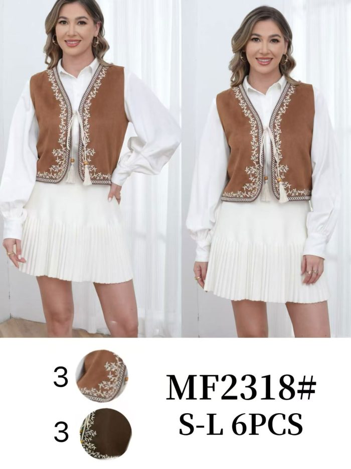 Gilet brodé effet daim