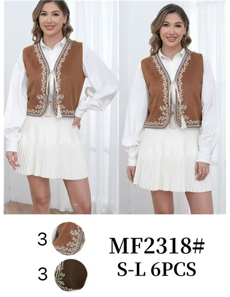 Chaleco bordado efecto ante