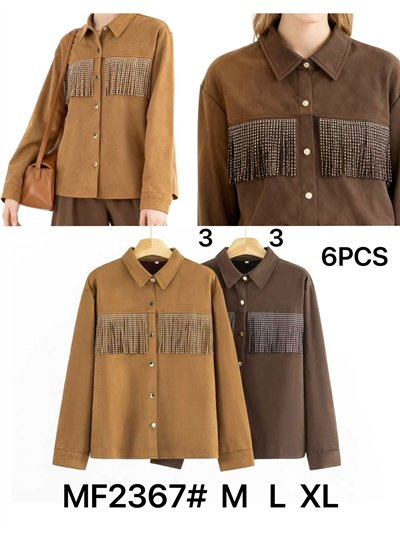 Sobrecamisa efecto ante flecos strass 2