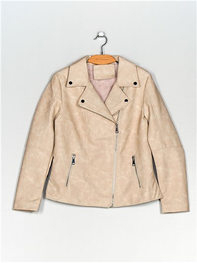 Chaqueta biker efecto piel pelo