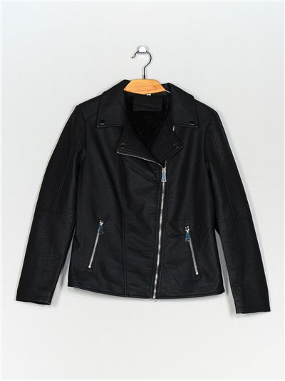 Chaqueta biker efecto piel pelo