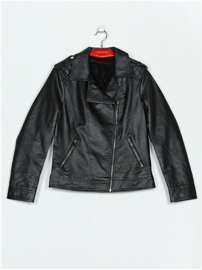 Chaqueta biker efecto piel pelo