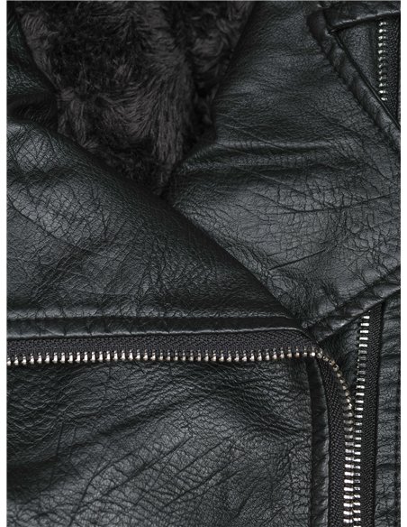 Chaqueta biker efecto piel pelo