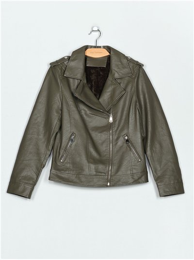 Chaqueta biker efecto piel pelo