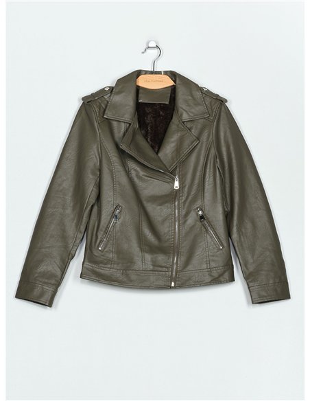 Chaqueta biker efecto piel pelo