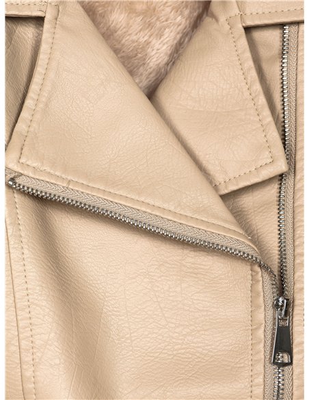 Chaqueta biker efecto piel pelo