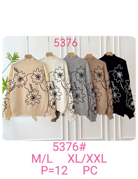 Jersey bordado floral relieve