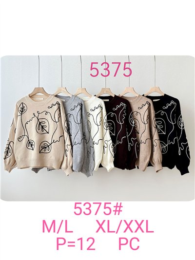 Jersey bordado hojas relieve 2