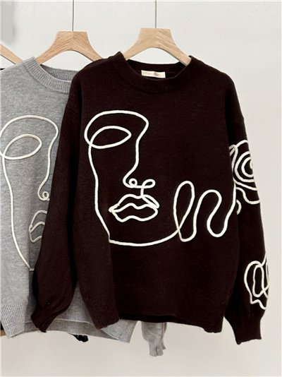 Jersey bordado rostro relieve