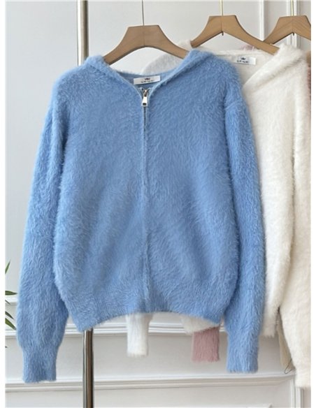 Cárdigan pelo capucha y cremallera