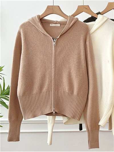 Cárdigan capucha y cremallera
