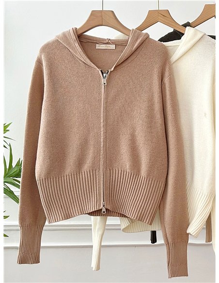 Cárdigan capucha y cremallera