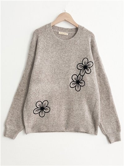 Jersey flores bordadas