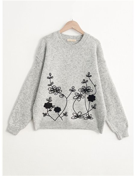 Jersey bordado floral