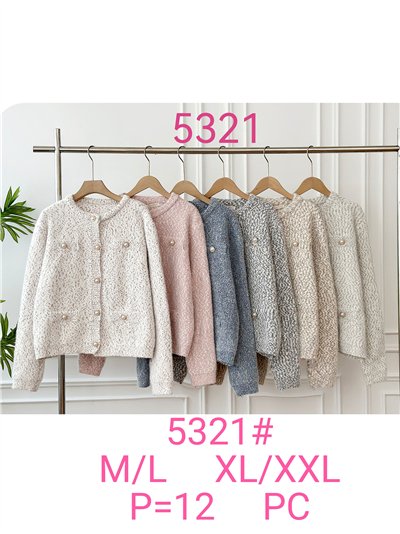 Chaqueta punto jaspeado botones perla 2