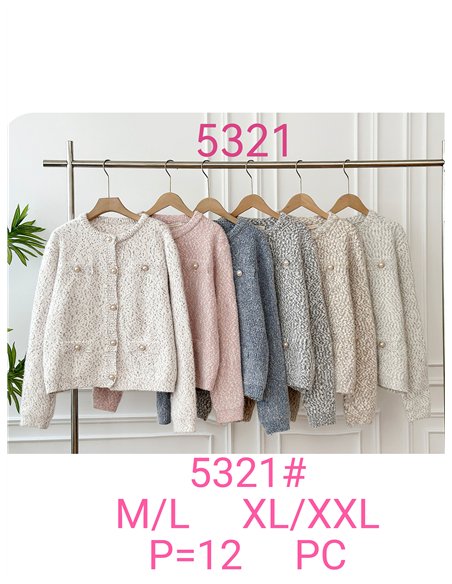 Chaqueta punto jaspeado botones perla