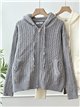Chaqueta punto trenzado capucha y cremallera
