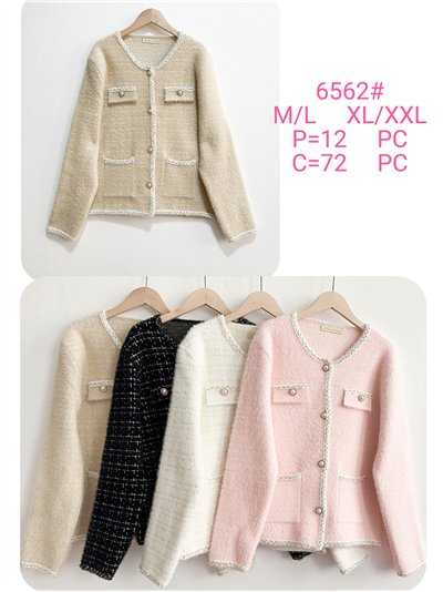 Chaqueta punto tweed ribete contraste y botones perla 2