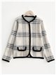 Chaqueta punto cuadros ribete contraste