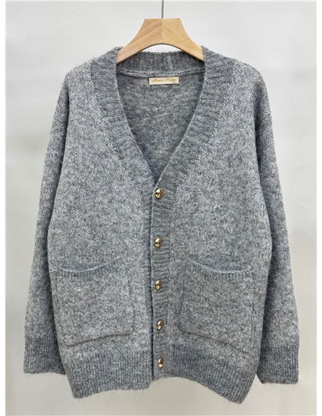 Chaqueta punto lentejuelas botones dorados