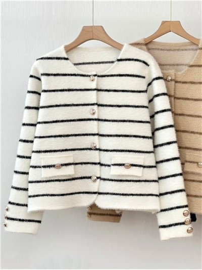 Chaqueta punto rayas botones dorados