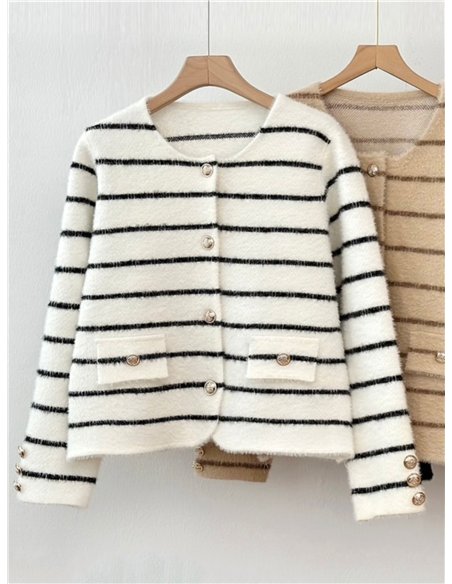 Chaqueta punto rayas botones dorados
