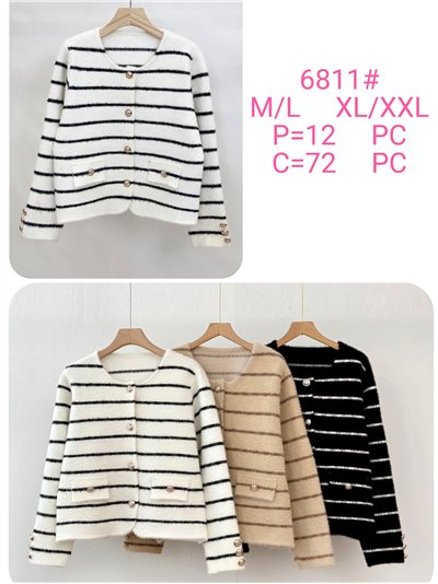 Chaqueta punto rayas botones dorados 2