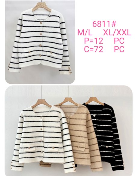 Chaqueta punto rayas botones dorados