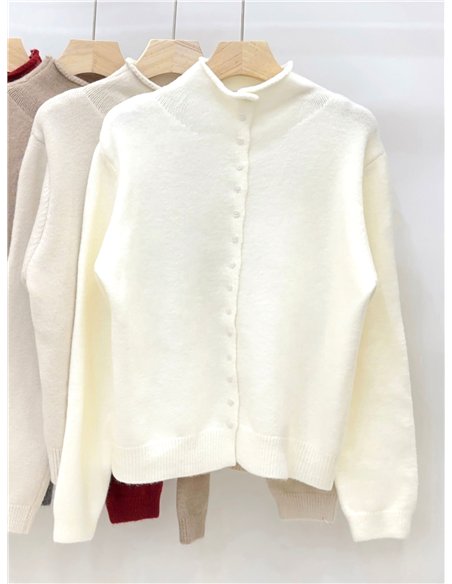 Chaqueta punto cuello perkins con botones