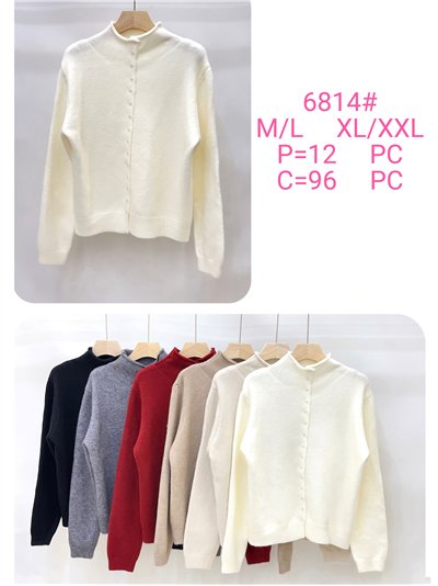 Chaqueta punto cuello perkins con botones 2